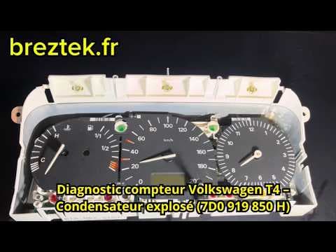 Diagnostic compteur Volkswagen T4 — condensateur explosé, carte électronique HS — tutoriel vidéo Breztek